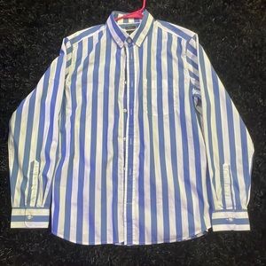 GAP Blue and White Striped Casual Button Down Shirt